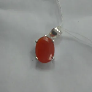 Silver Oval Carnelian Pendant