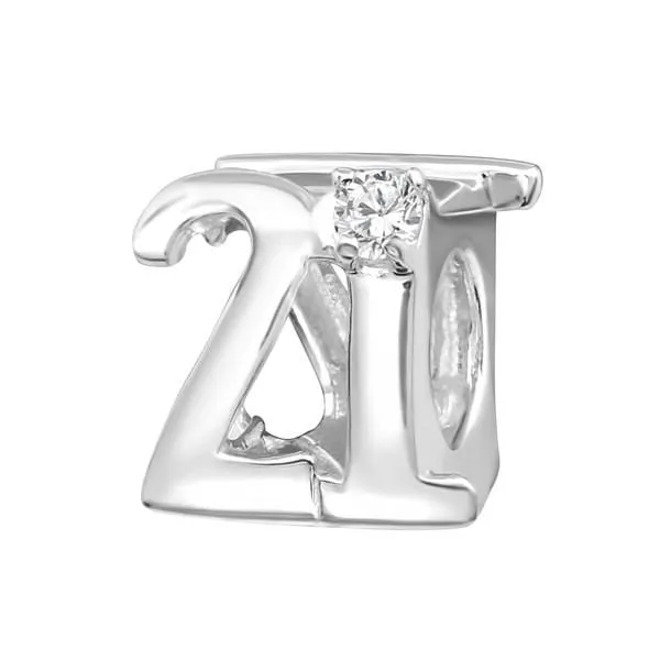 Silver "21" Charm Bead