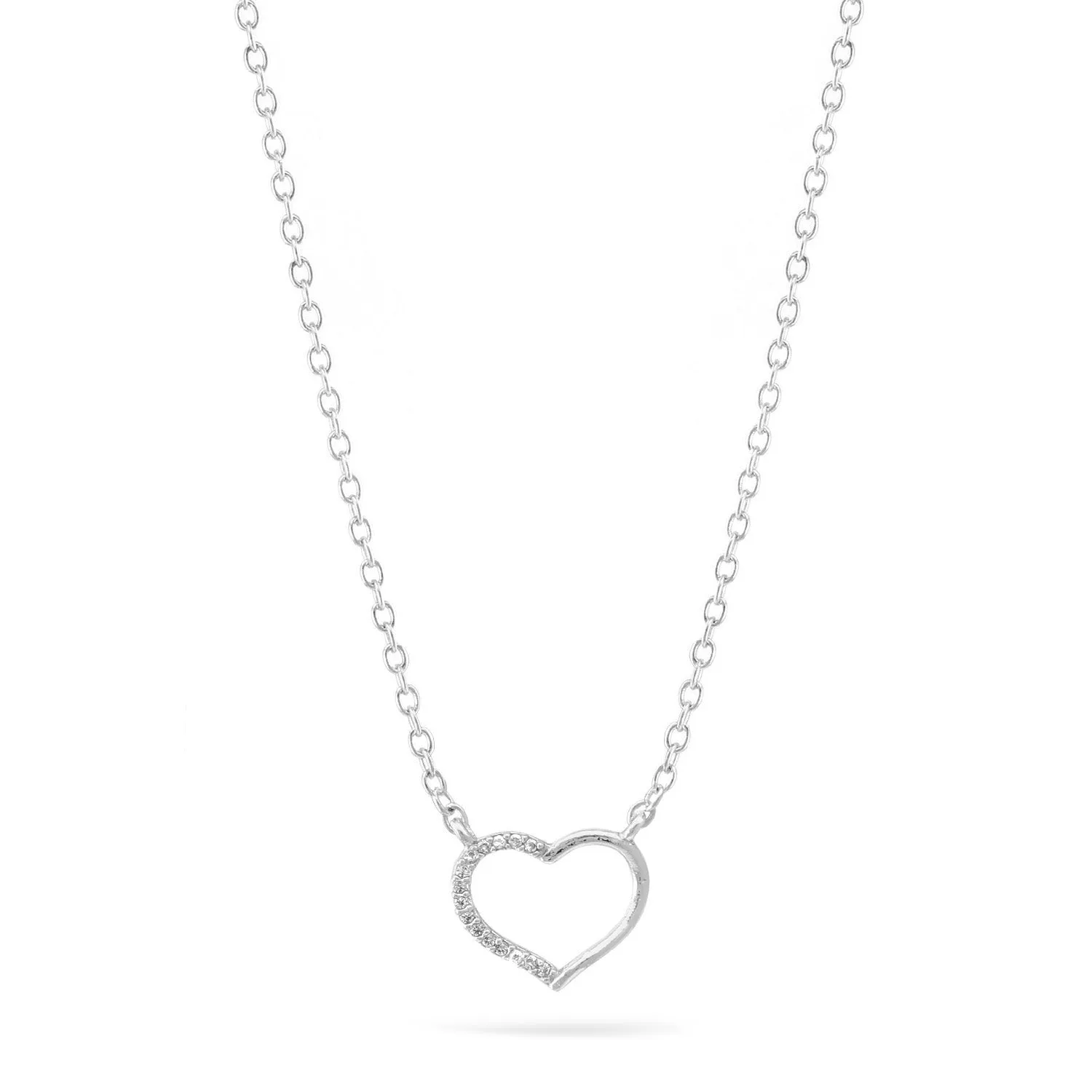 SILVER SMALL HEART CRYSTAL PENDANT NECKLACE #N5325SIL (PH7)