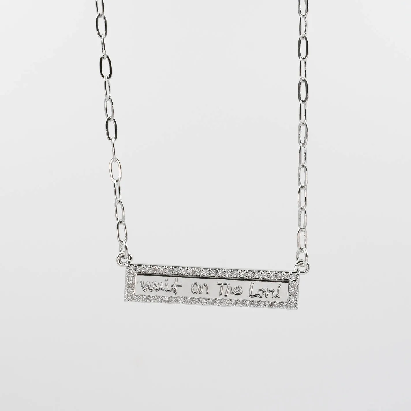 Silver Wait on the Lord Necklace