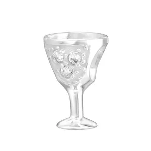 Silver Wine Glass Charm Bead