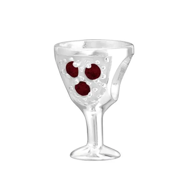 Silver Wine Glass Charm Bead