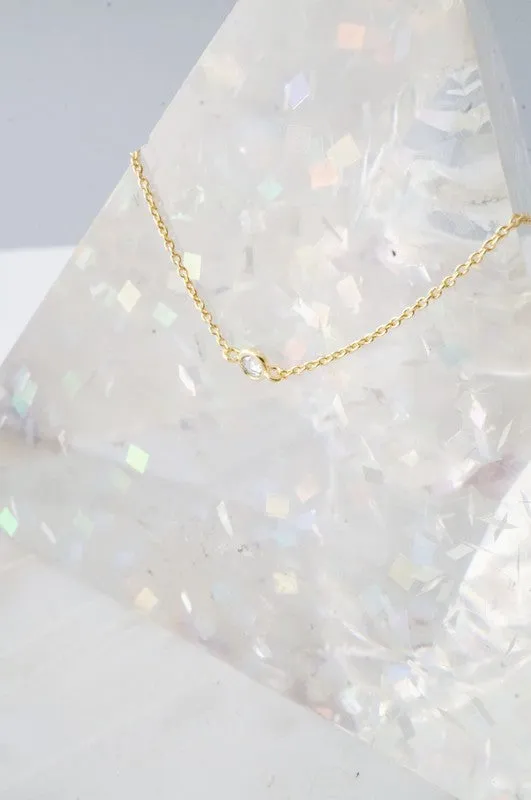 Single Bezeled Crystal Necklace