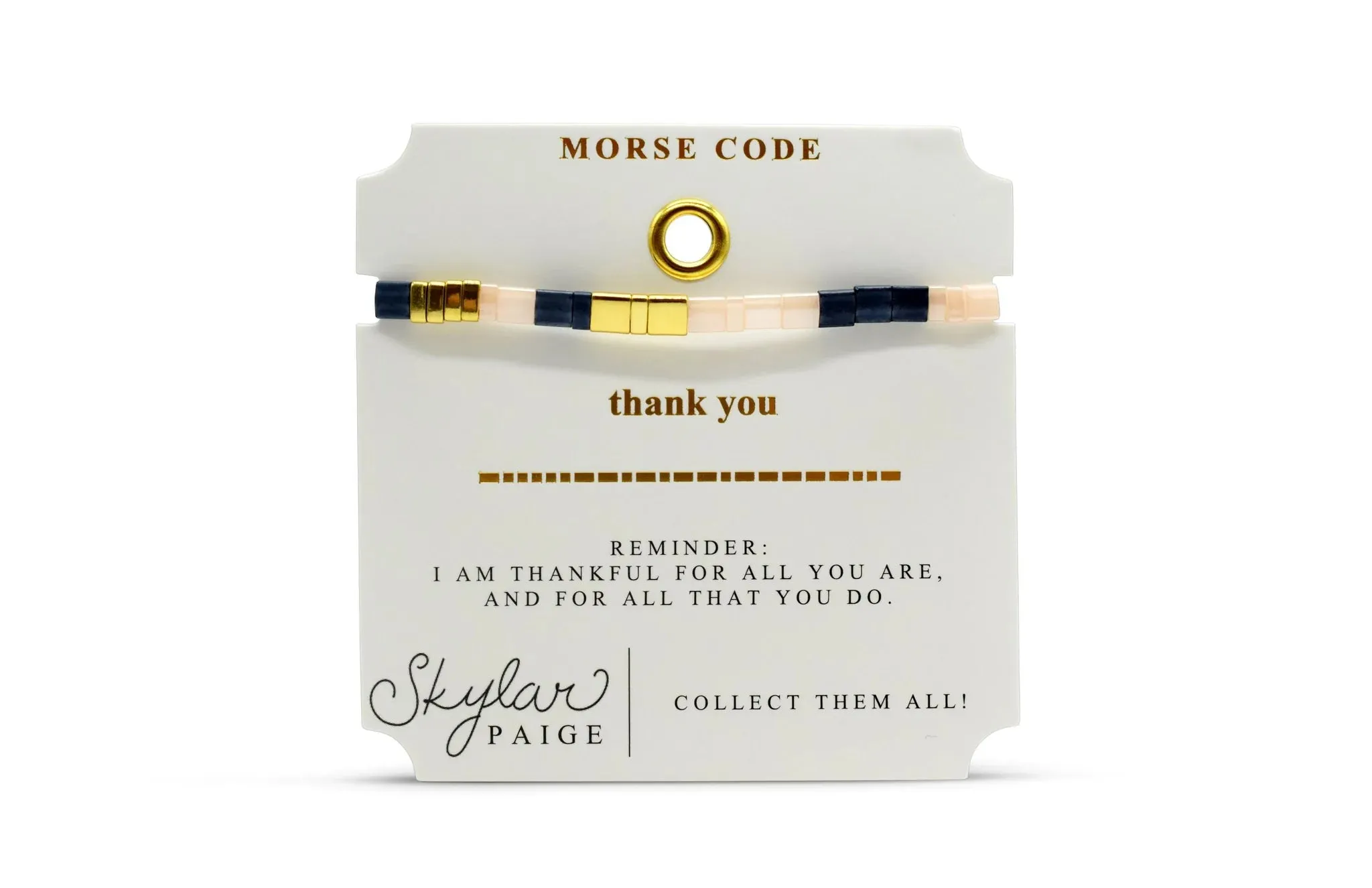 Skylar Paige THANK YOU Morse Code Tila Beaded Bracelet - Preppy Peach