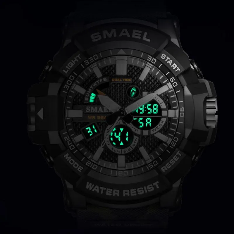 SMAEL Top Luxury Brand Mens Military Sport Watches Dual Time Waterproof Watch Men Analog Digital Wrist Watch Relogio Masculino