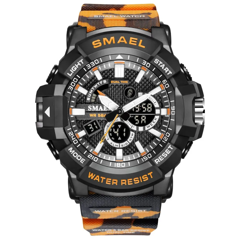 SMAEL Top Luxury Brand Mens Military Sport Watches Dual Time Waterproof Watch Men Analog Digital Wrist Watch Relogio Masculino
