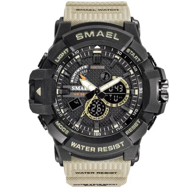 SMAEL Top Luxury Brand Mens Military Sport Watches Dual Time Waterproof Watch Men Analog Digital Wrist Watch Relogio Masculino