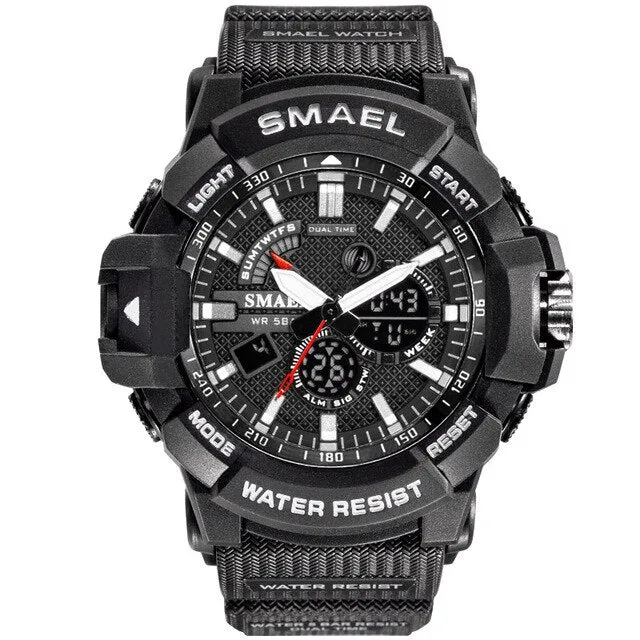 SMAEL Top Luxury Brand Mens Military Sport Watches Dual Time Waterproof Watch Men Analog Digital Wrist Watch Relogio Masculino