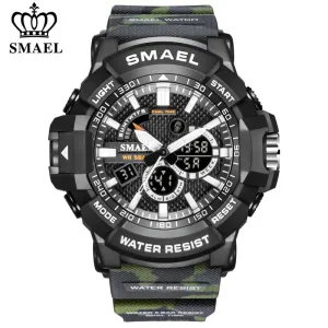 SMAEL Top Luxury Brand Mens Military Sport Watches Dual Time Waterproof Watch Men Analog Digital Wrist Watch Relogio Masculino