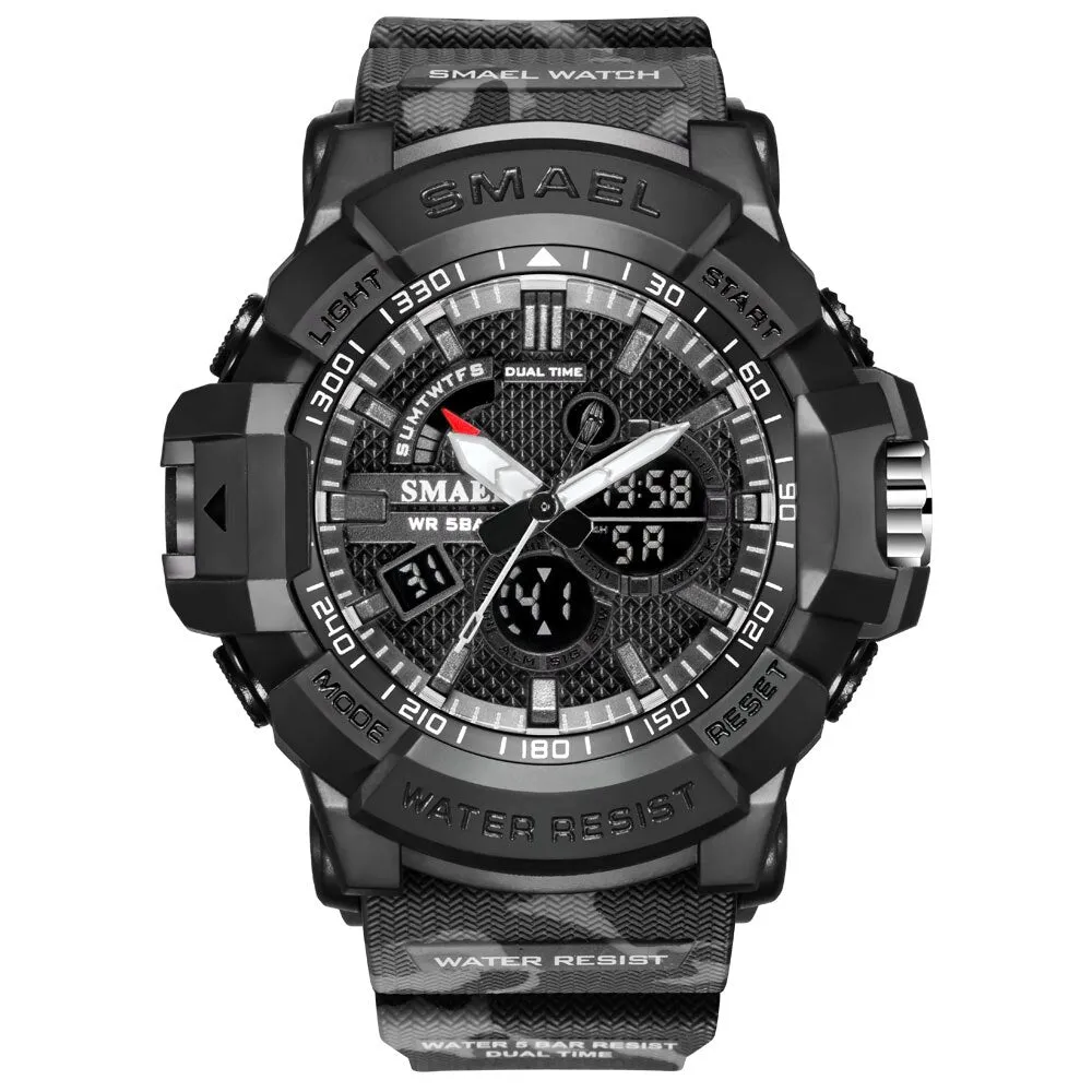 SMAEL Top Luxury Brand Mens Military Sport Watches Dual Time Waterproof Watch Men Analog Digital Wrist Watch Relogio Masculino