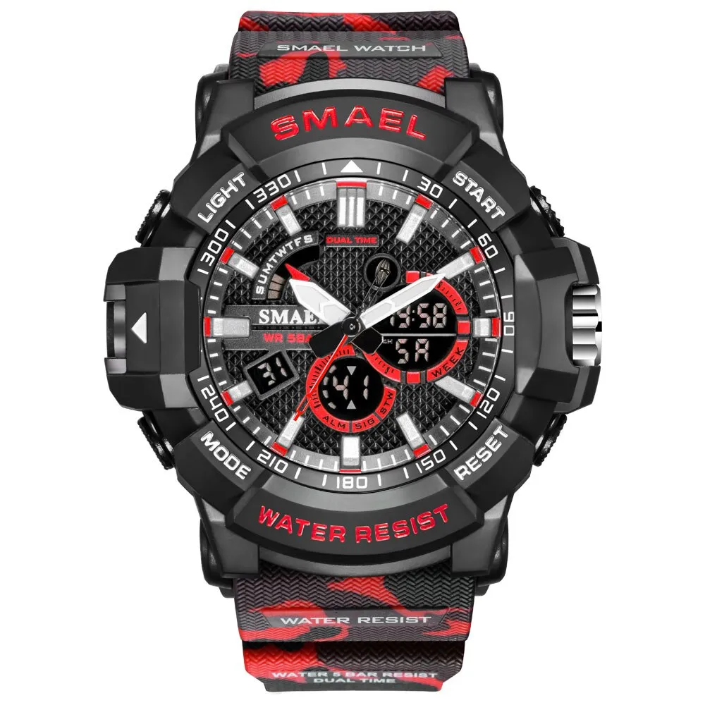 SMAEL Top Luxury Brand Mens Military Sport Watches Dual Time Waterproof Watch Men Analog Digital Wrist Watch Relogio Masculino