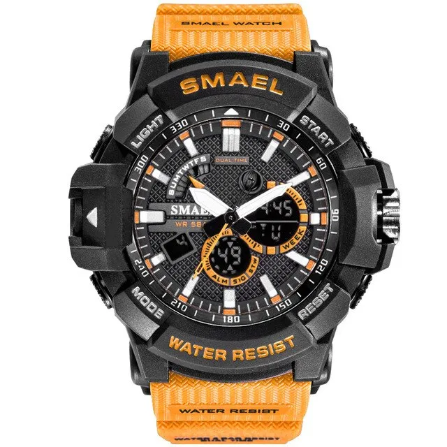 SMAEL Top Luxury Brand Mens Military Sport Watches Dual Time Waterproof Watch Men Analog Digital Wrist Watch Relogio Masculino