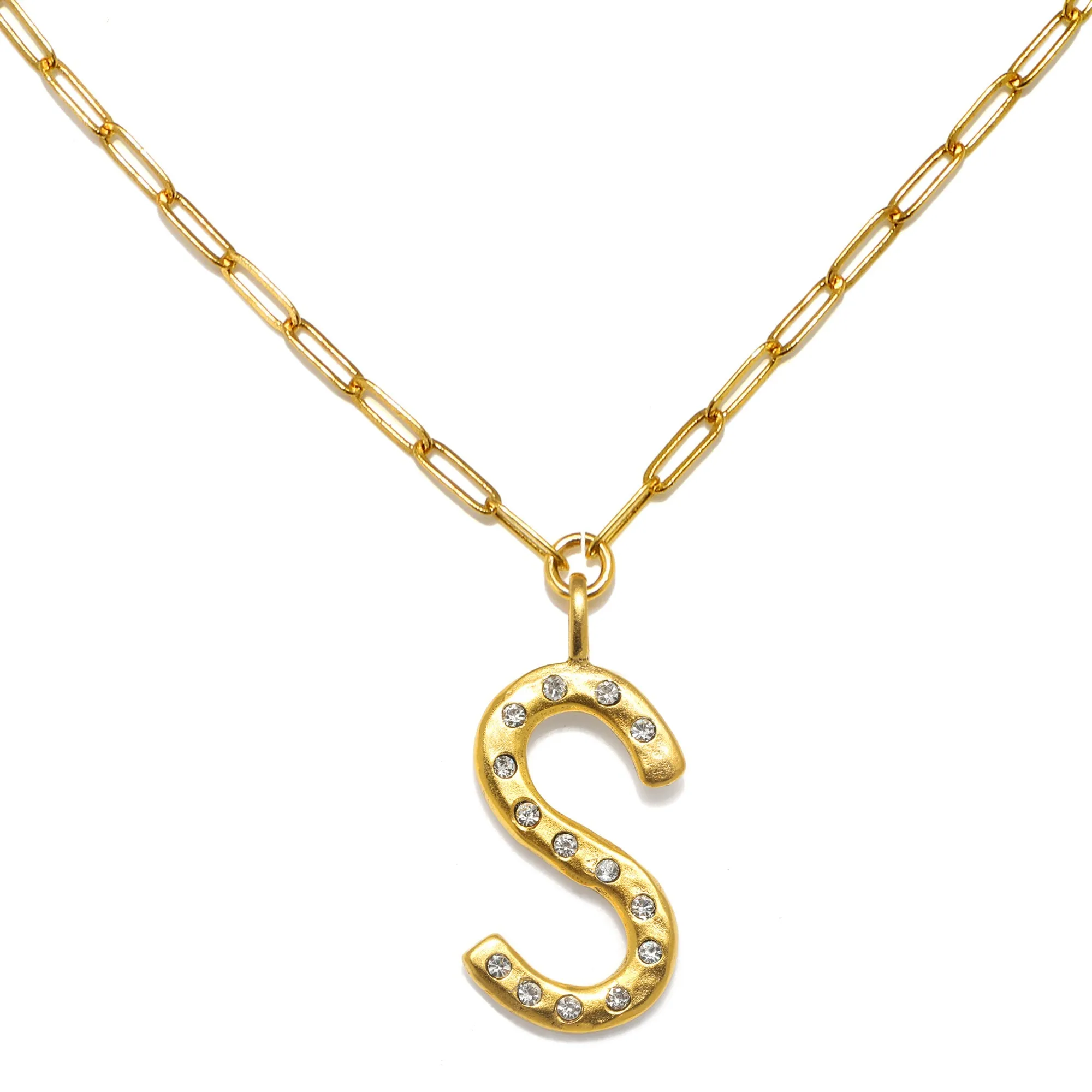 Sofia Crystal Sculpted Initial Necklace