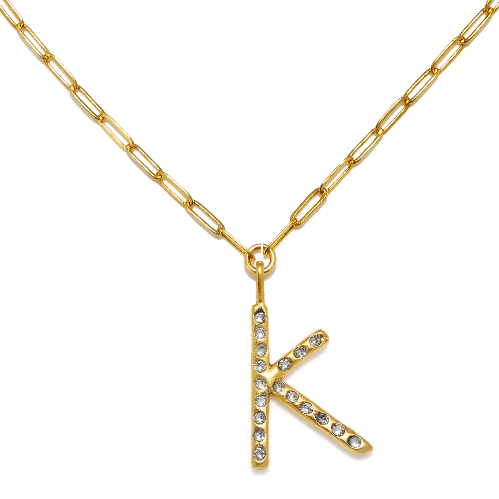 Sofia Crystal Sculpted Initial Necklace