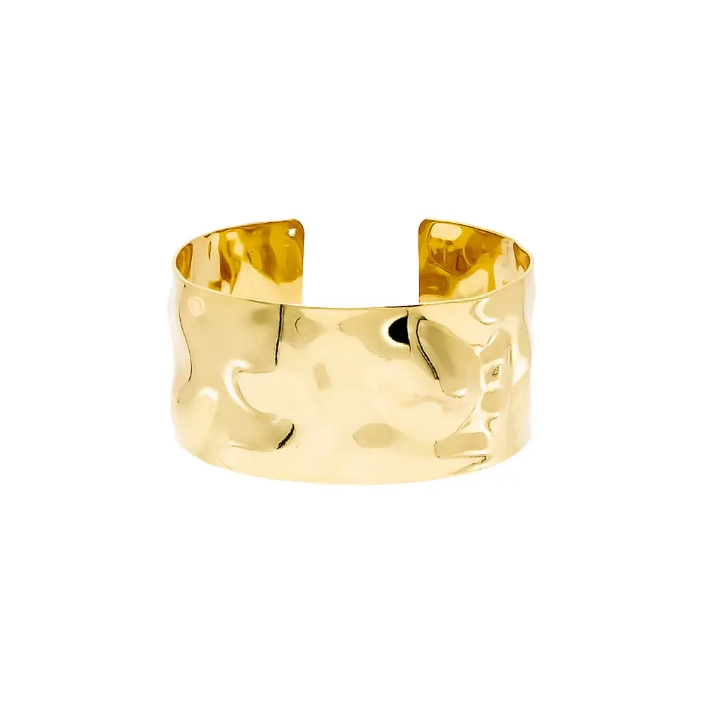 Solid Indented Cuff Bangle Bracelet