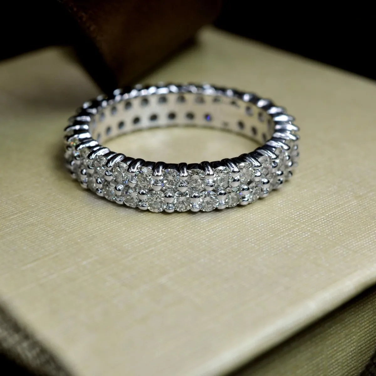 Sparkling 3.00 CT Round Cut Diamond Eternity Ring in 14KT White Gold
