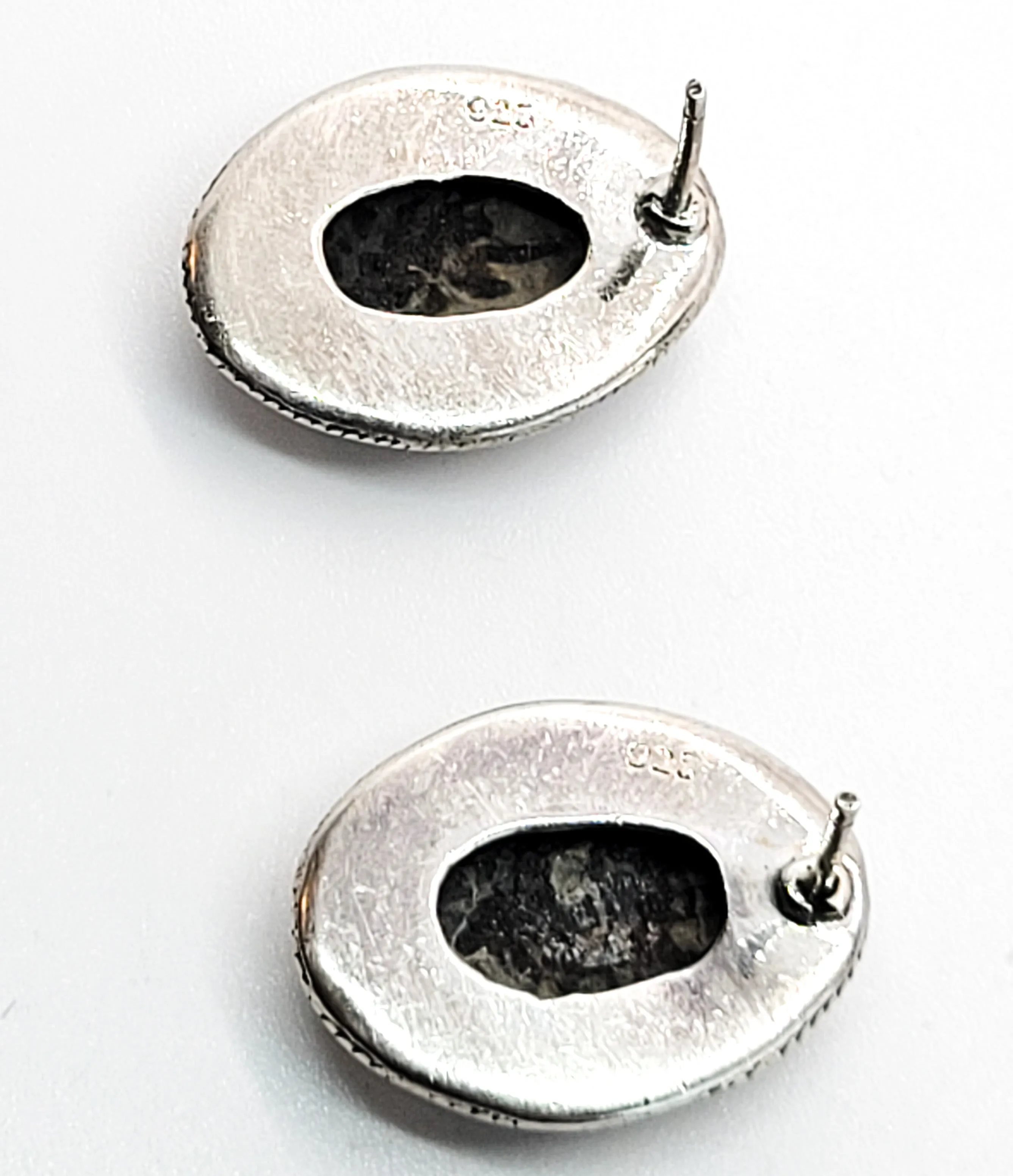 Speckled Jasper vintage artisan tribal sterling silver earrings