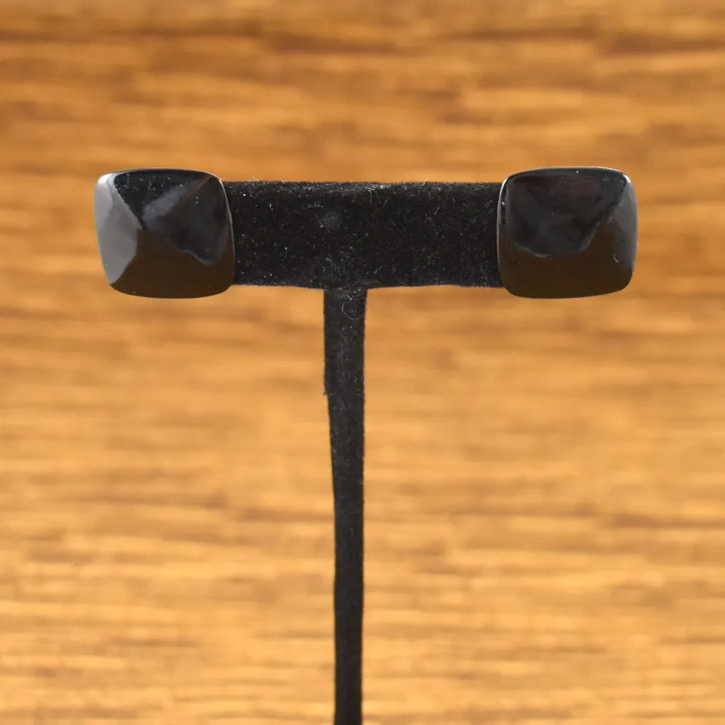Square Black Enamel Earrings