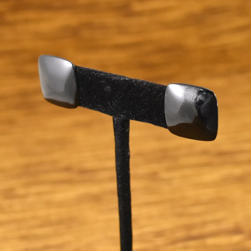 Square Black Enamel Earrings