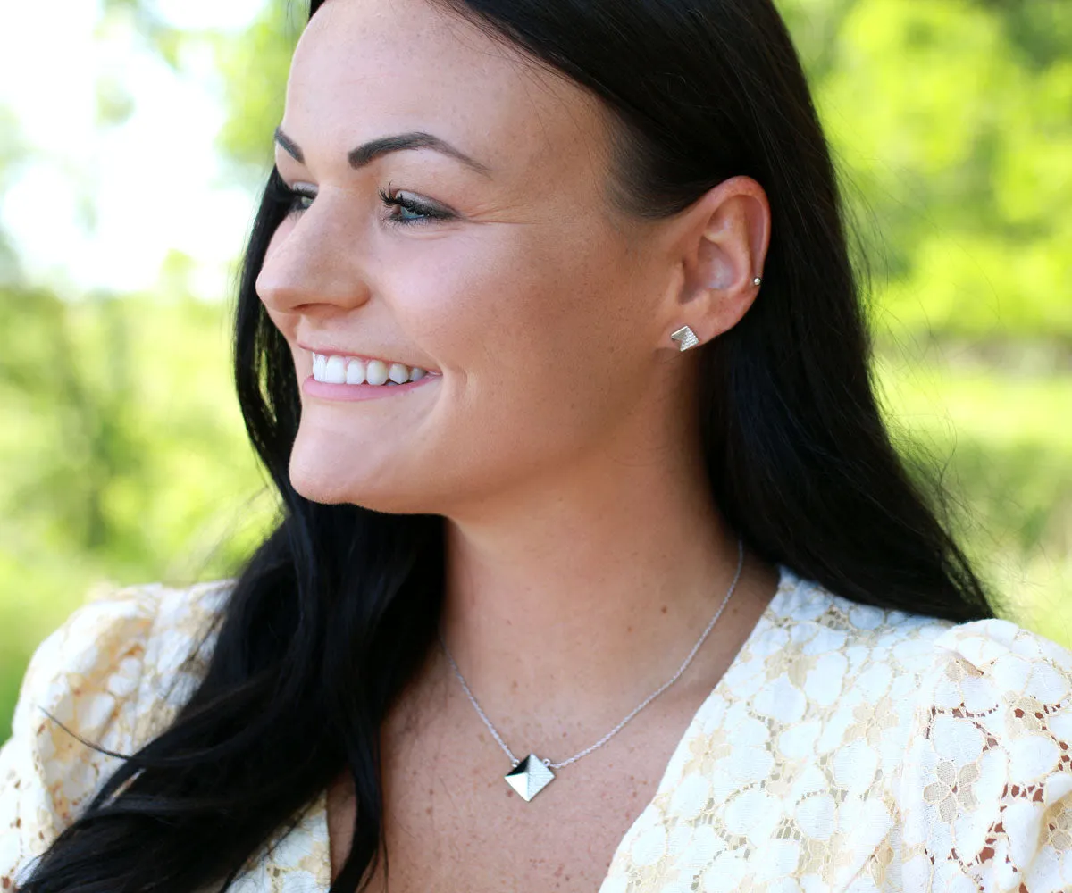 Square Pavé Crystal Gold Necklace