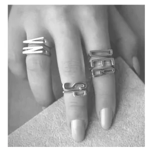 SR125 Platinum Plated "letter" Ring