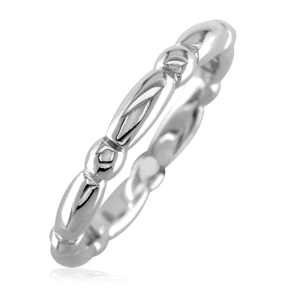 Stackable Bead and Barrel Eternity Band, 3mm in Sterling Silver