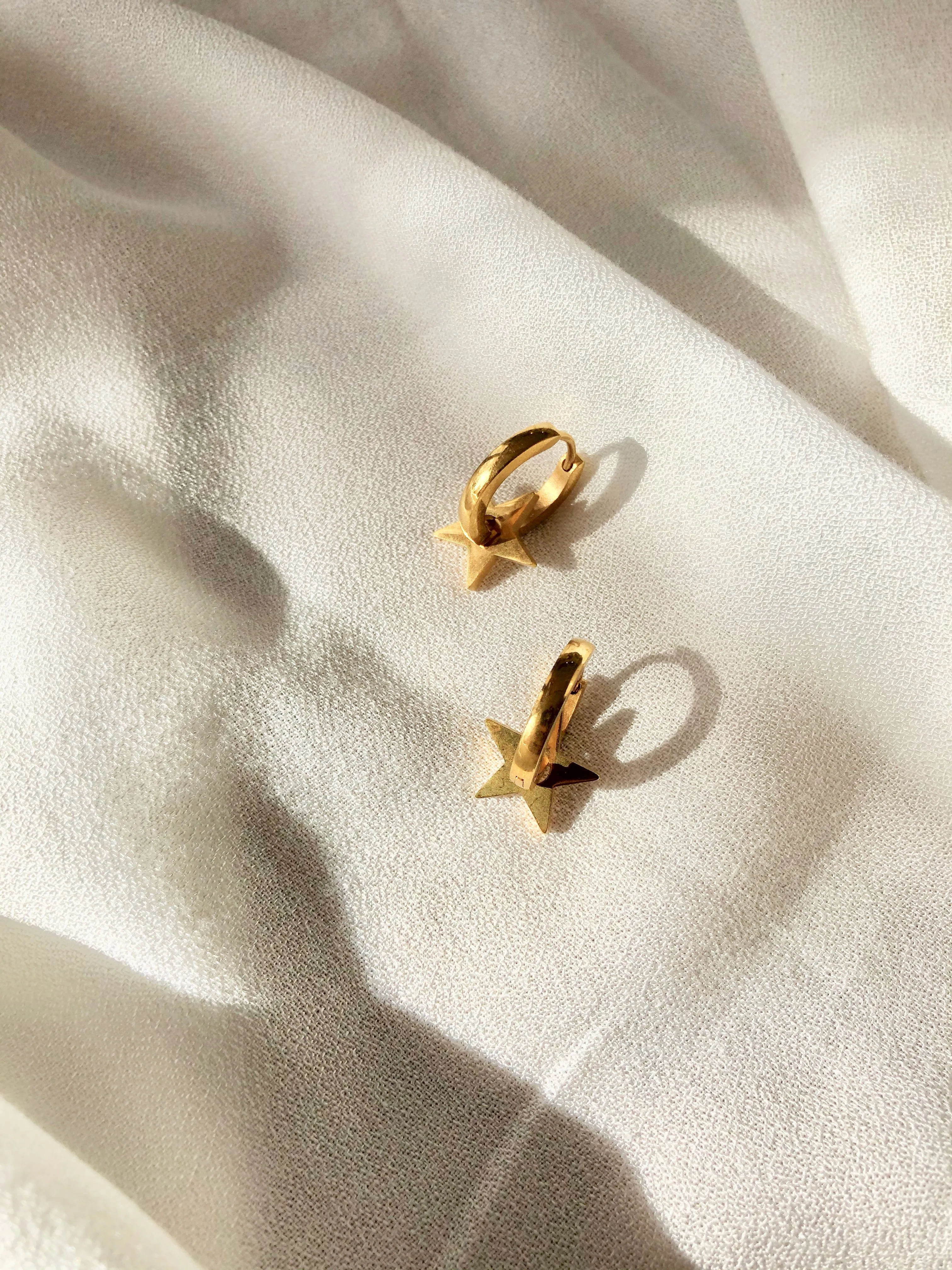 Star Charm Hoop Earrings in 14k Gold Plated