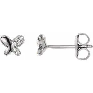 Sterling Silver .04 CTW Diamond Butterfly Earrings