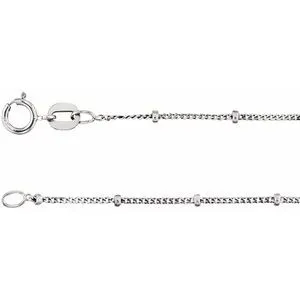 Sterling Silver 1 mm Beaded Curb 16" Chain