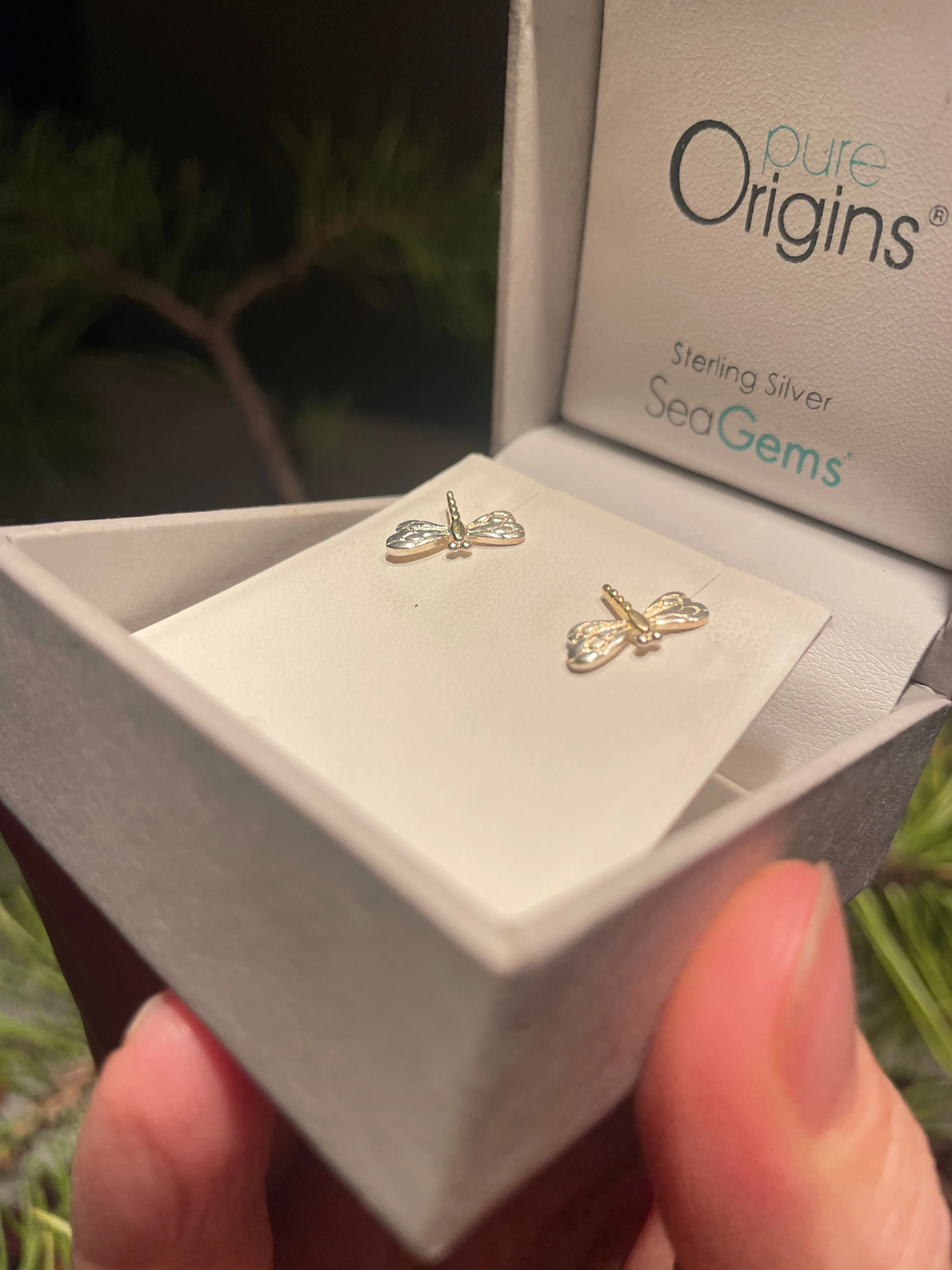 Sterling Silver and Gold Plated Dragonfly Earrings
