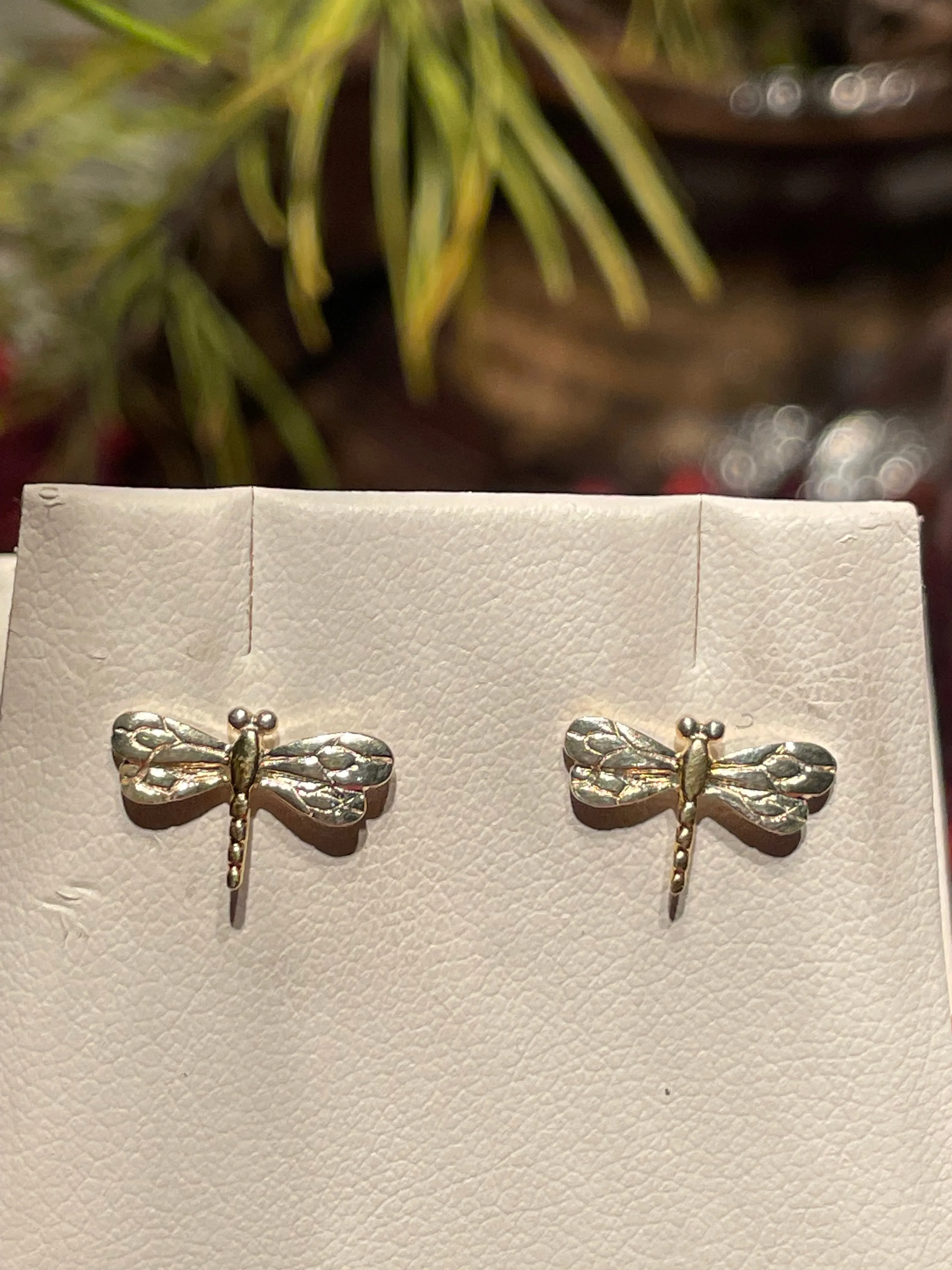 Sterling Silver and Gold Plated Dragonfly Earrings