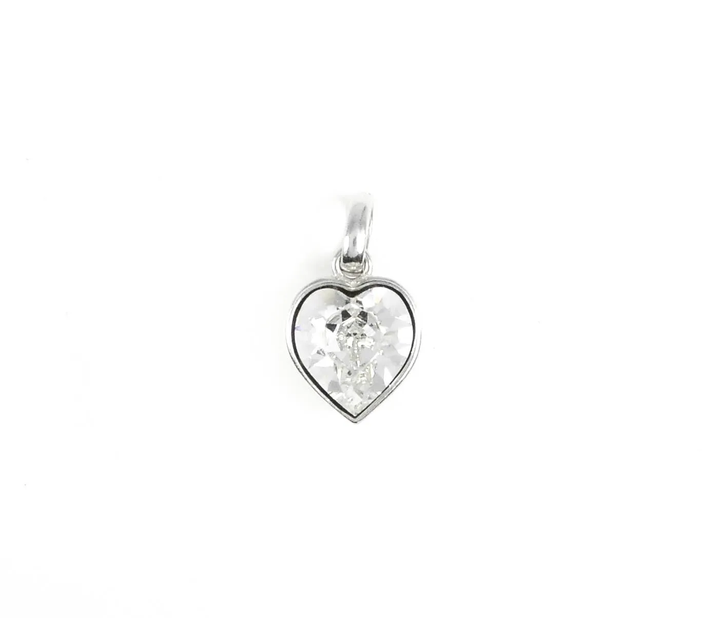 Sterling Silver Clear Crystal Heart Pendant