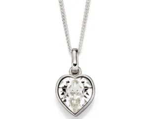 Sterling Silver Clear Crystal Heart Pendant