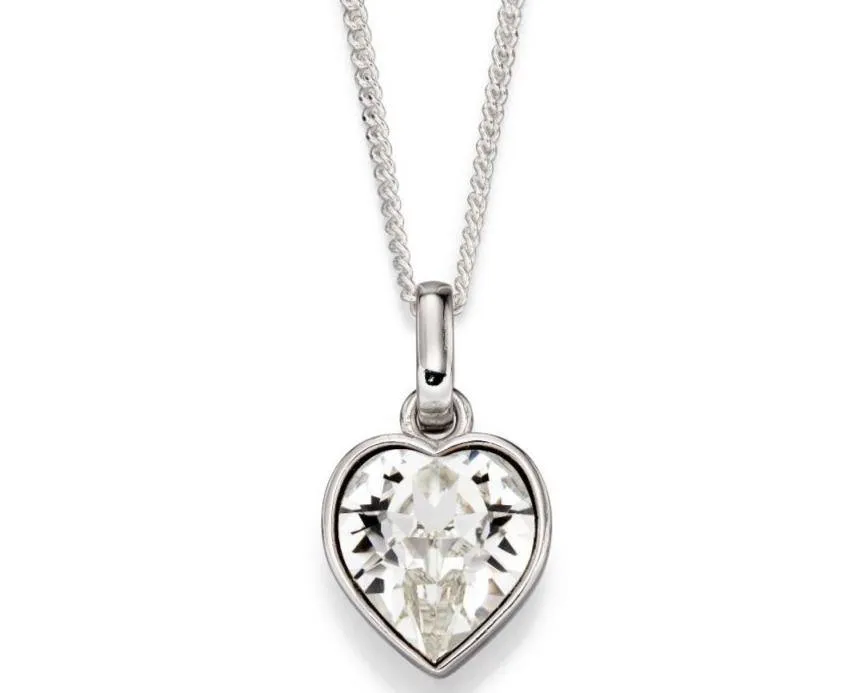 Sterling Silver Clear Crystal Heart Pendant