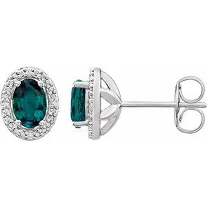 Sterling Silver Created Alexandrite & .025 CTW Diamond Earrings
