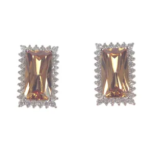 Sterling Silver Earrings Topaz & CZ