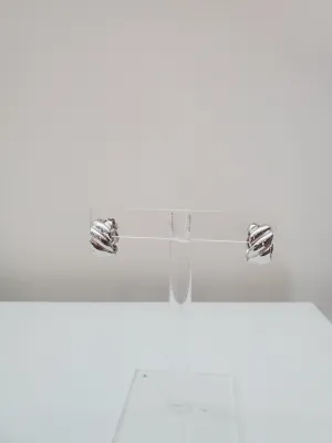 Sterling Silver Ribbed Huggie Hoop Earrings