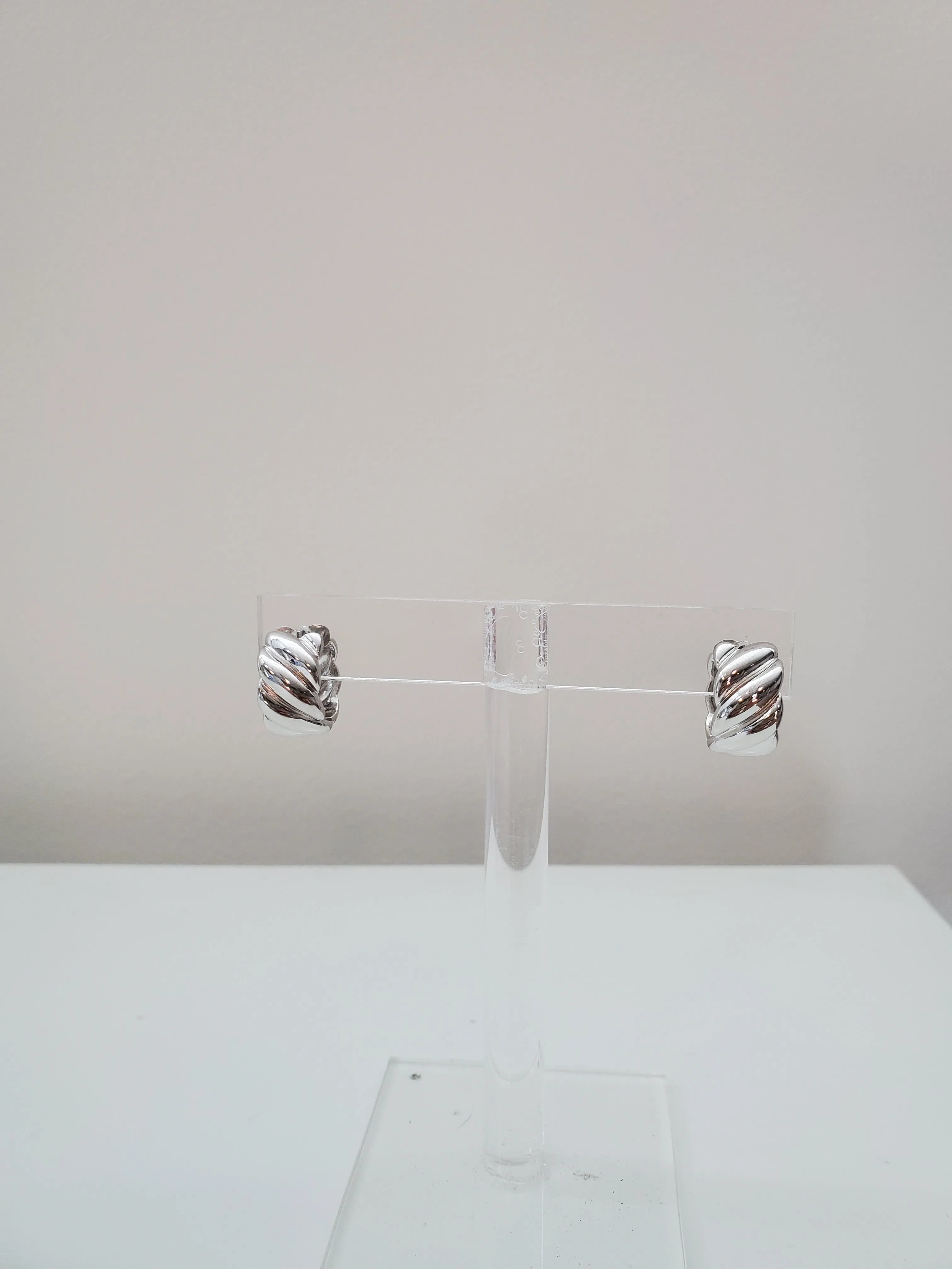 Sterling Silver Ribbed Huggie Hoop Earrings