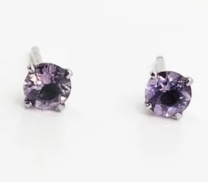 STG Sterling silver purple claw set Cubic Zirconia CZ earrings