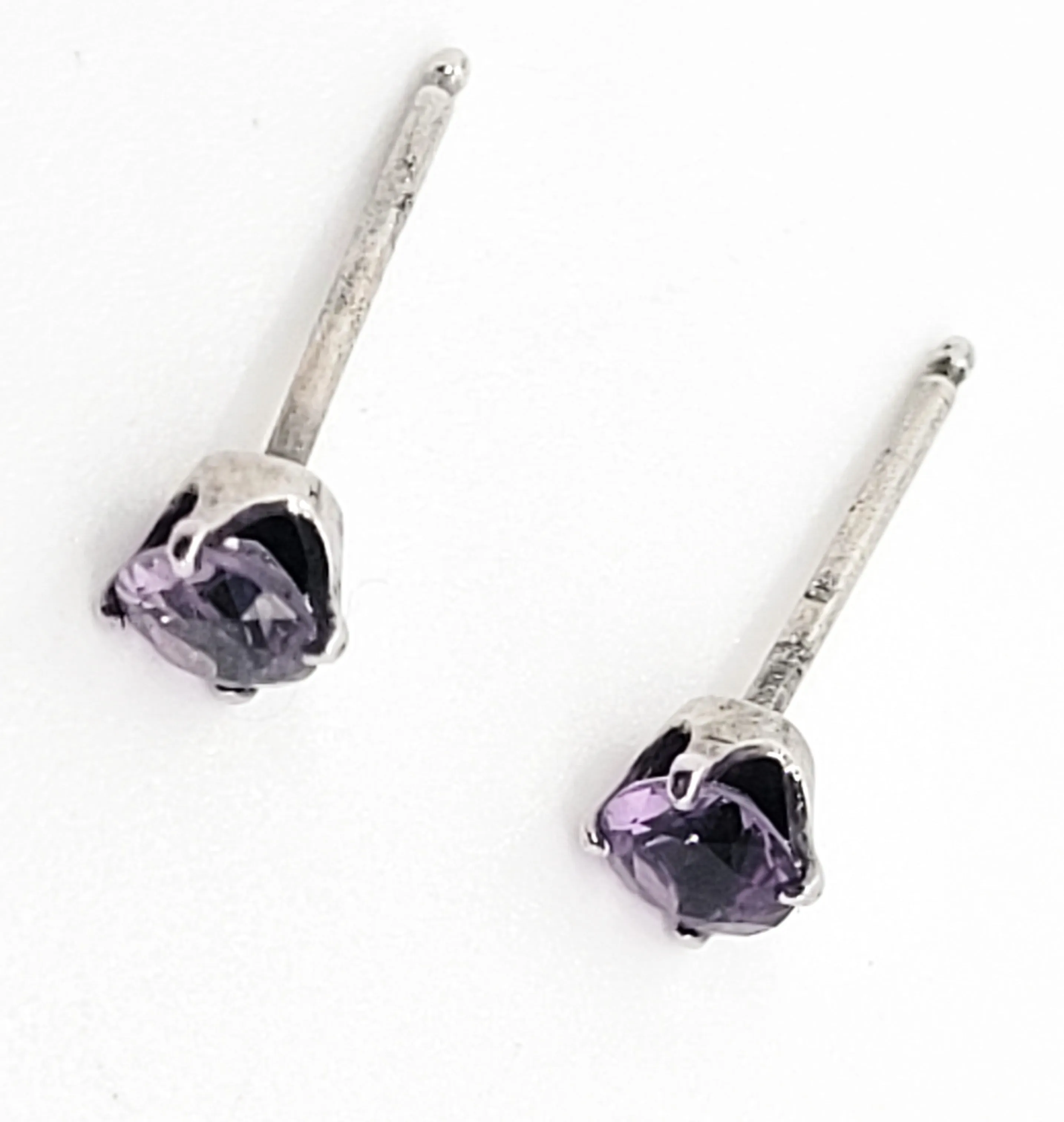STG Sterling silver purple claw set Cubic Zirconia CZ earrings