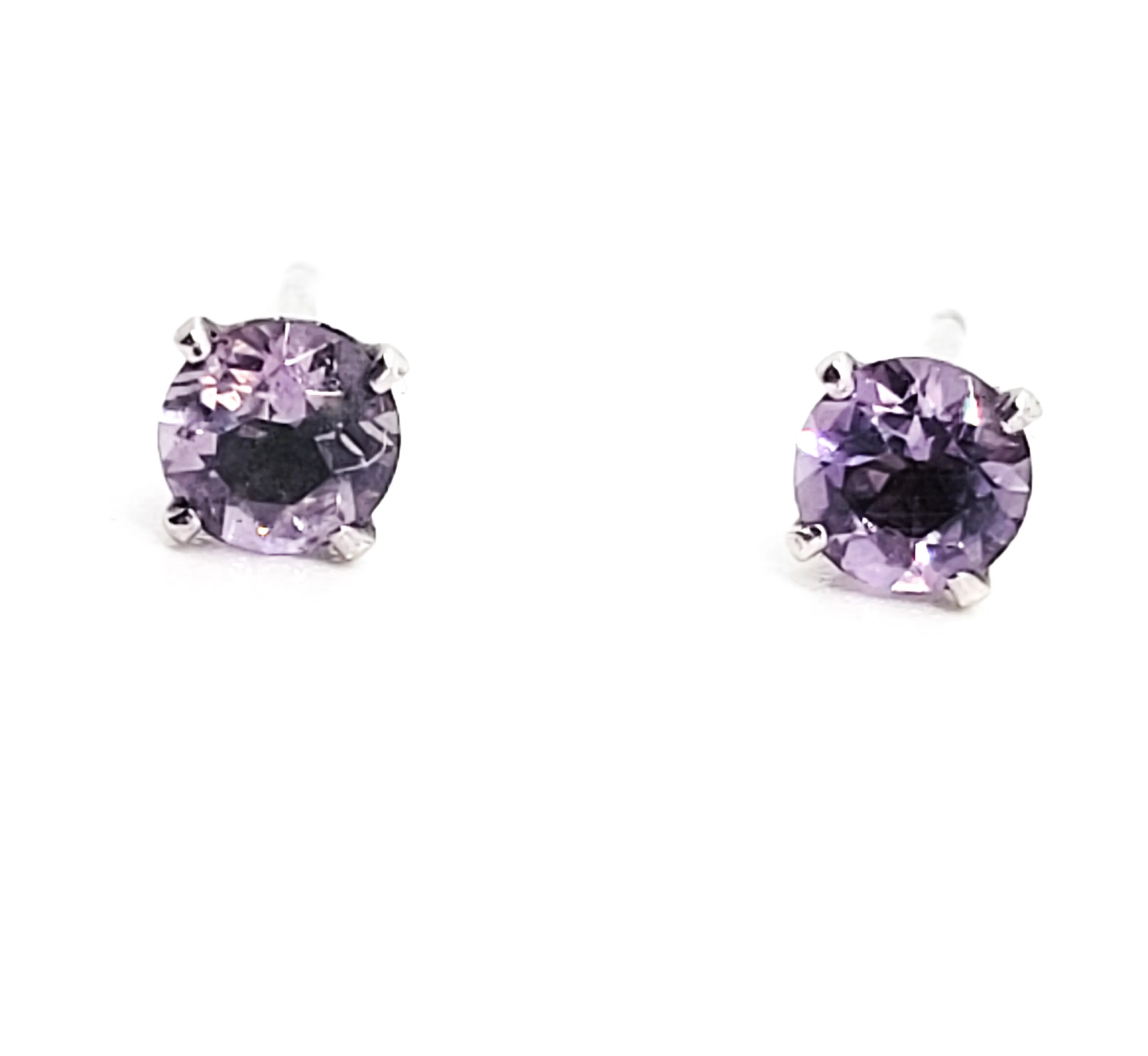 STG Sterling silver purple claw set Cubic Zirconia CZ earrings