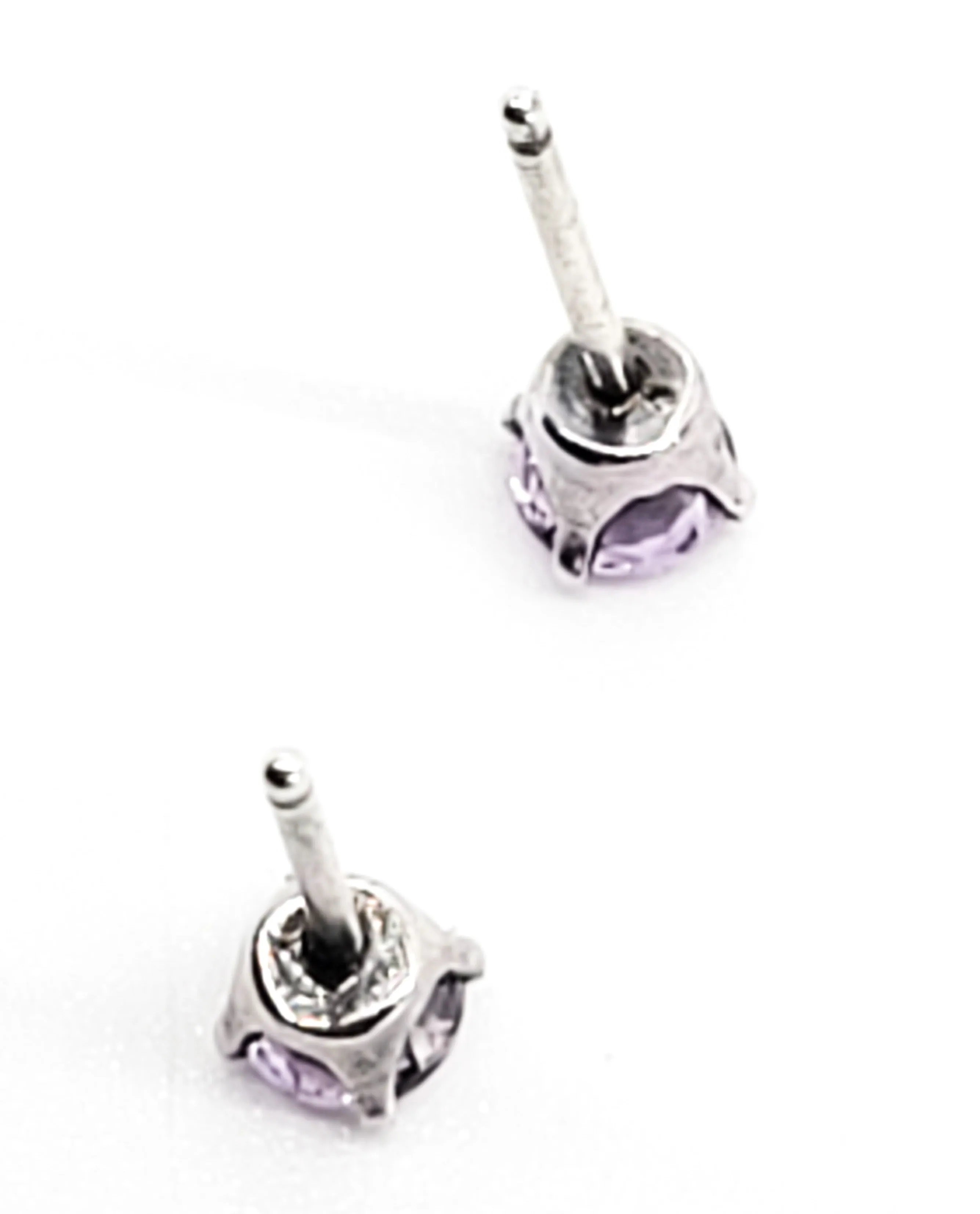 STG Sterling silver purple claw set Cubic Zirconia CZ earrings