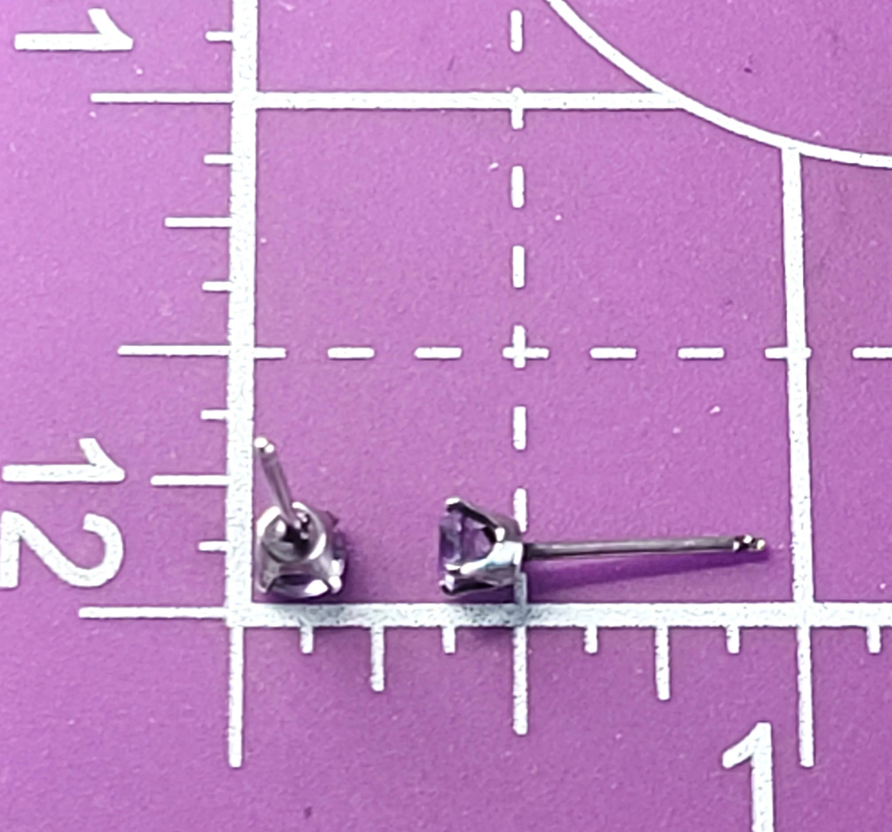 STG Sterling silver purple claw set Cubic Zirconia CZ earrings