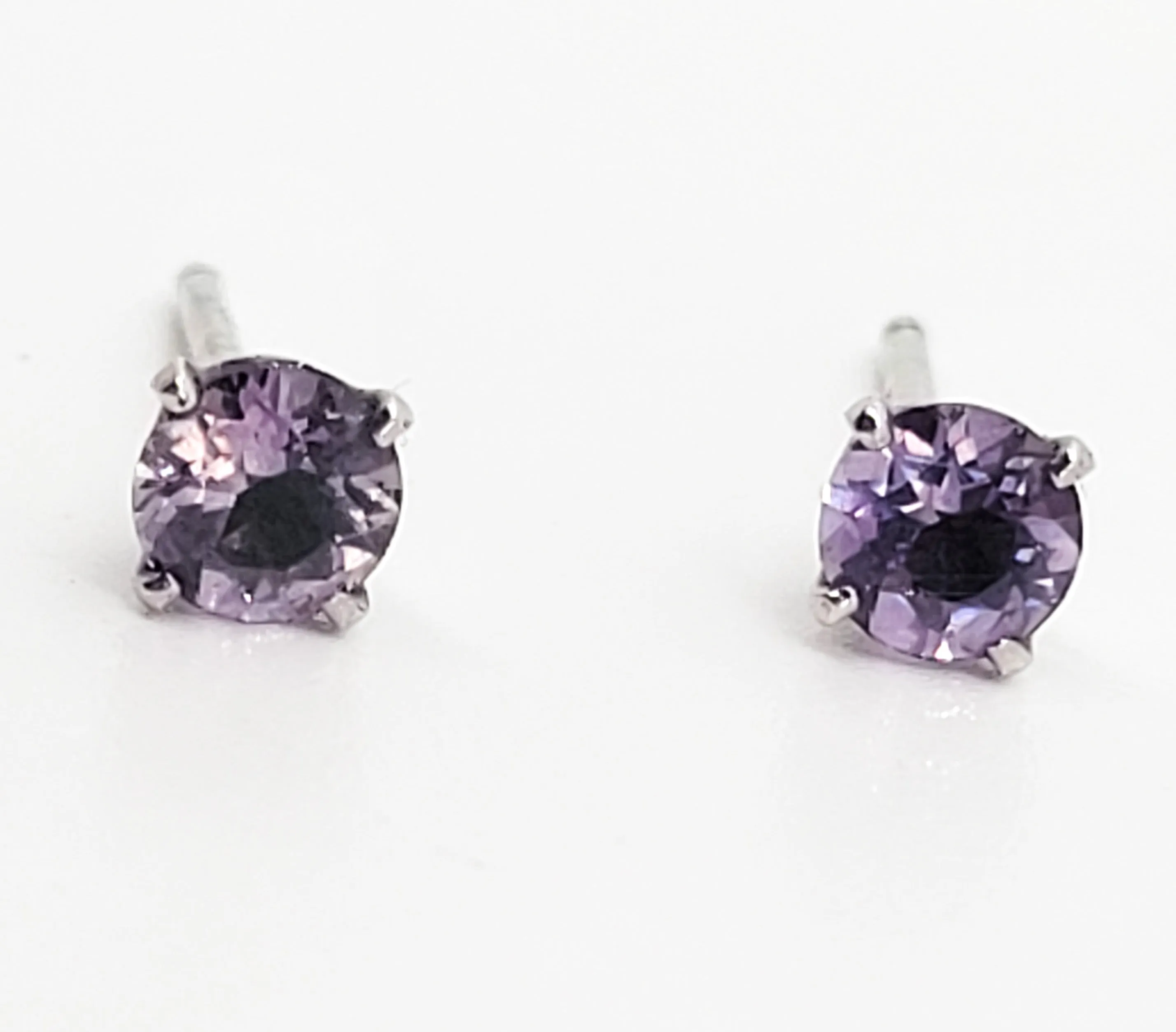 STG Sterling silver purple claw set Cubic Zirconia CZ earrings
