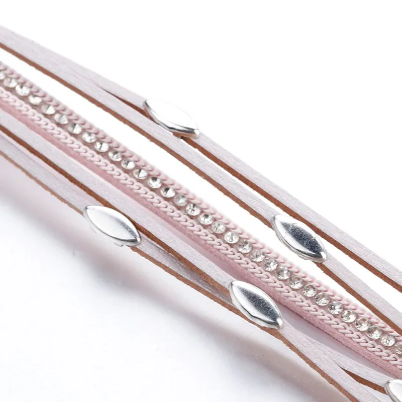 Strip Leather Charm Multilayer Wrap Bracelet