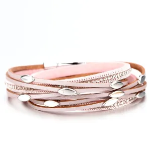 Strip Leather Charm Multilayer Wrap Bracelet