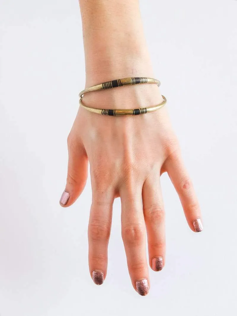 Striped African Brass Bracelet