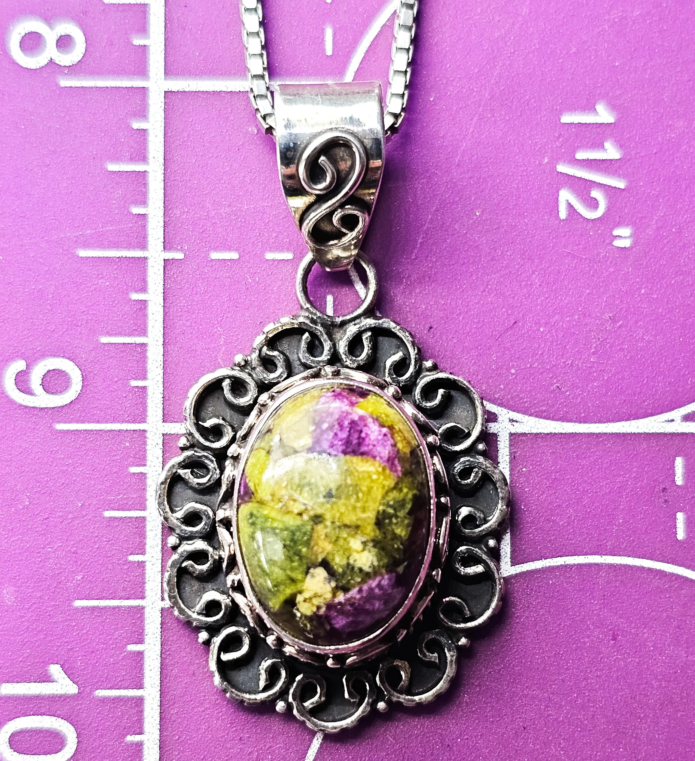 STS Atlantisite Stichtite Chuck Clemency vintage sterling silver earrings and necklace set