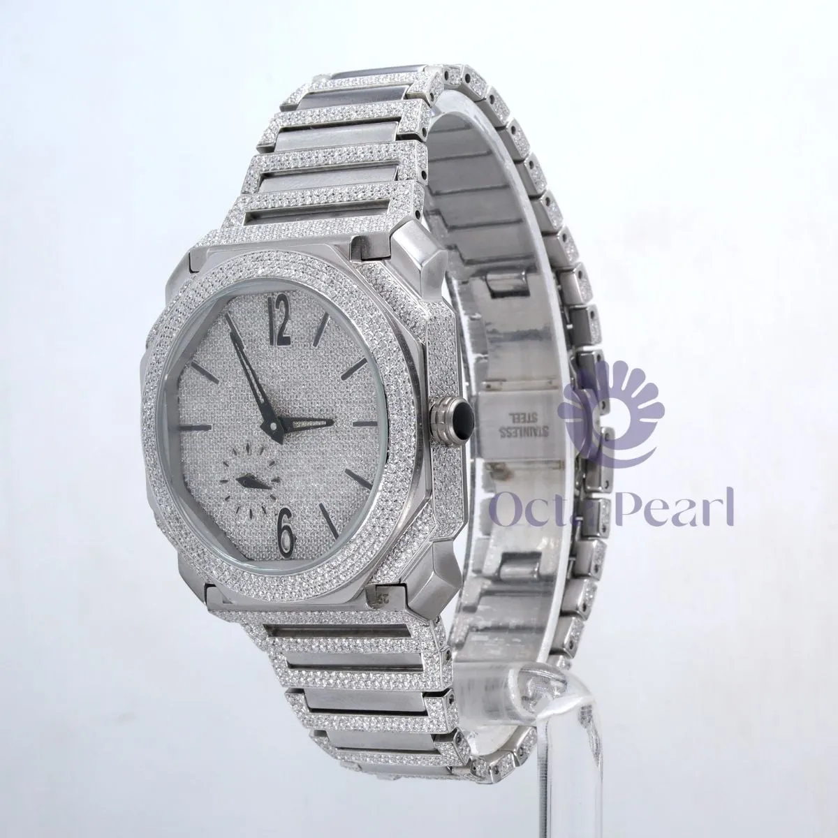Studded Round Moissanite Hip Hop Ice Out Luxury Watch