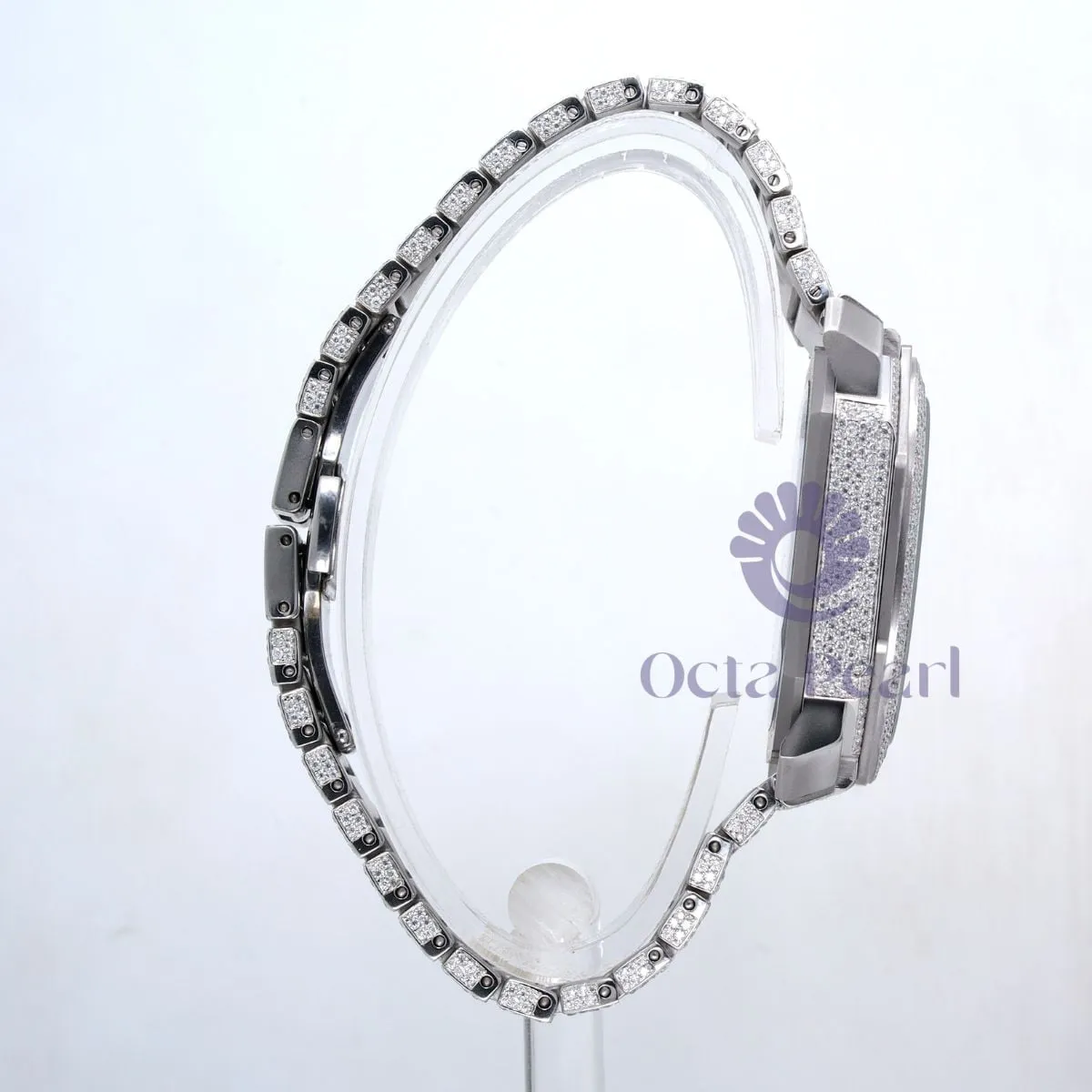 Studded Round Moissanite Hip Hop Ice Out Luxury Watch